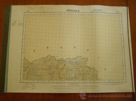 Mapas contempor&aacute;neos: Mapa militar escala 1:50000. Zona de Noarre. Coordenadas sistema Lambert.