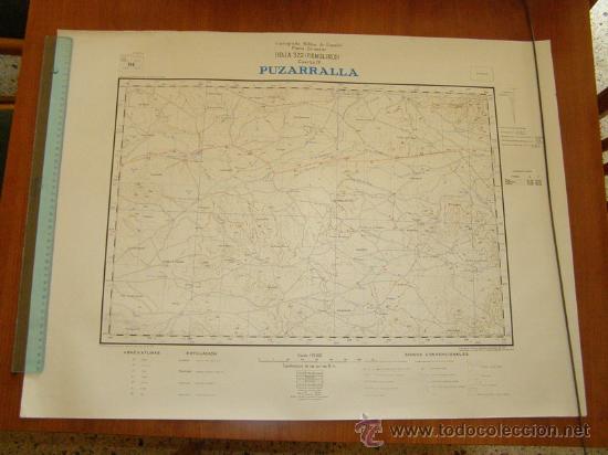 Mapas contempor&aacute;neos: Mapa militar escala 1:25000. Zona de Puzarralla. Coordenadas sistema Lambert.