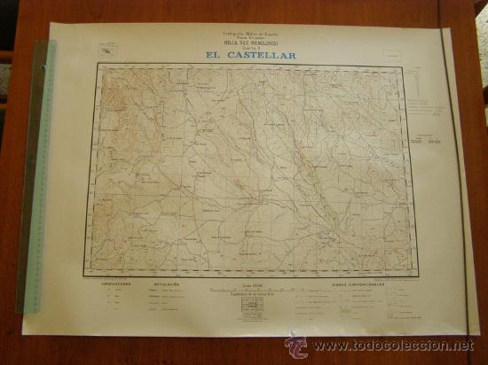 Mapas contempor&aacute;neos: Mapa militar escala 1:25000. Zona de El Castellar. Coordenadas sistema Lambert.