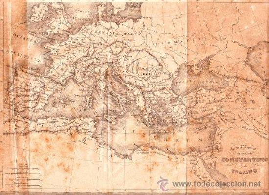 Zeitgen&ouml;ssische Karten: Imperio Romano en tiempos de Constantino y Trajano. Mapa Antiguo