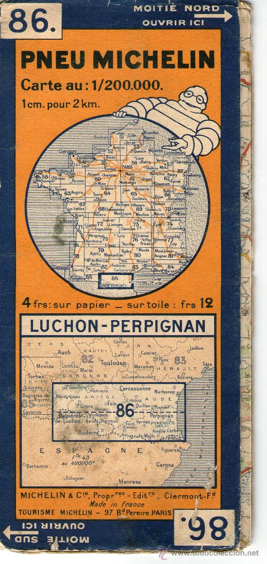 Mapas contempor&aacute;neos: mapa de michelin de la ruta luchob - perpignan