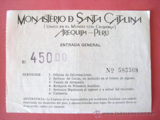 Contemporary maps: ENTRADA MONASTERIO DE SANTA CATALINA. AREQUIPA. PER&Uacute;. CON MAPA.. A&Ntilde;OS 80...ENVIO GRATIS&iexcl;&iexcl;&iexcl;