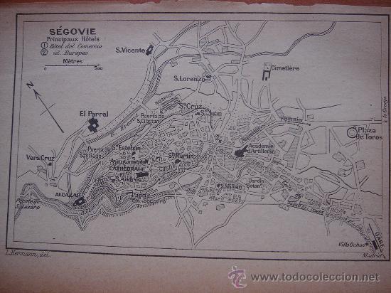 Mapas contempor&acirc;neos: INTERESANTE PLANO CIUDAD SEGOVIA, CASTILLA LE&Oacute;N ORIGINAL,PARIS, JOANNE, 1909,