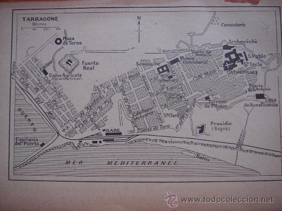 Mapas contempor&acirc;neos: INTERESANTE PLANO CIUDAD TARRAGONA, CATALU&Ntilde;A, ORIGINAL,PARIS, JOANNE, 1909,