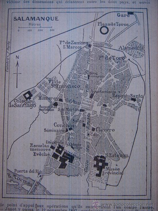 Mapas contempor&acirc;neos: INTERESANTE PLANO CIUDAD SALAMANCA, CASTILLA LE&Oacute;N, ORIGINAL,PARIS, JOANNE, 1909,