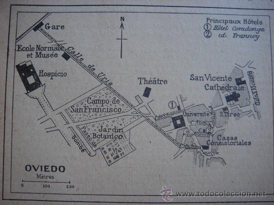 Mapas contempor&acirc;neos: INTERESANTE PLANO CIUDAD OVIEDO, ASTURIAS ORIGINAL,PARIS, JOANNE, 1909,