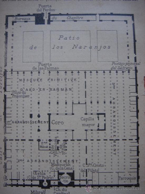 Mapas contempor&acirc;neos: INTERESANTE PLANO PLANTA  MEZQUITA DE C&Oacute;RDOBA, ORIGINAL,PARIS, JOANNE, 1909,