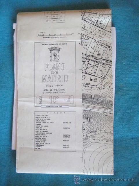 Mapas contempor&aacute;neos: PLANO DE MADRID. AREA DE URBANISMO. 1985. ESCALA: 1/1.000.. ENVIO GRATIS&iexcl;&iexcl;&iexcl;