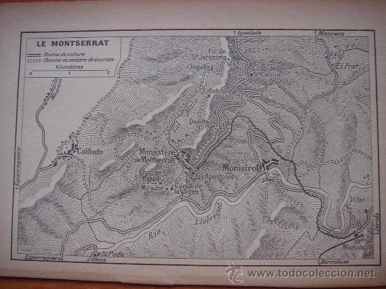 Mapas contempor&acirc;neos: INTERESANTE PLANO MONTA&Ntilde;A DE MONSERRAT, BARCELONA, CATALU&Ntilde;A,  ORIGINAL,PARIS, JOANNE, 1909, BUEN E