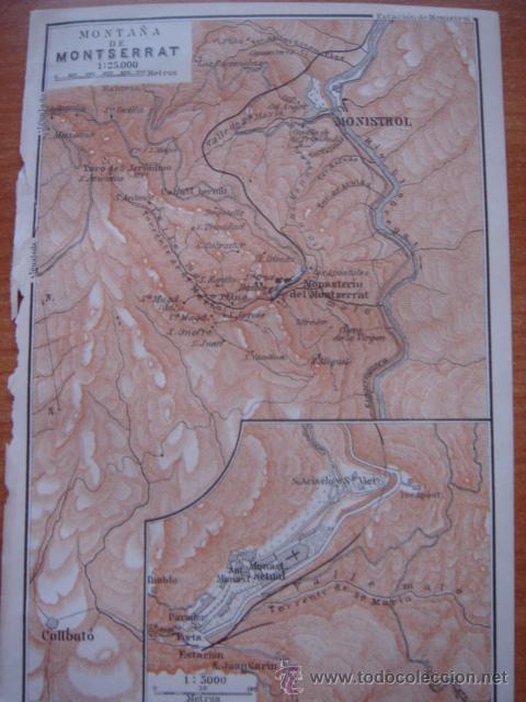 Zeitgen&ouml;ssische Karten: DOCUMENTADO PLANO MONSERRAT, CATALU&Ntilde;A,ORIGINAL, LEIPZIG,BAEDEKER,1908,