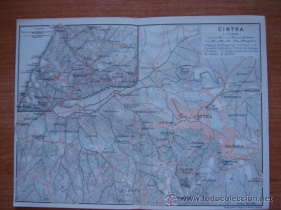 Zeitgen&ouml;ssische Karten: DOCUMENTADO PLANO SINTRA, PORTUGAL, ORIGINAL,LEIPZIG, BAEDEKER, 1908,
