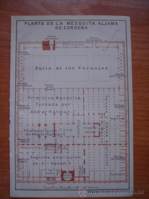 Zeitgen&ouml;ssische Karten: PLANTA DE LA MEZQUITA DE C&Oacute;RDOBA, ANDALUC&Iacute;A, ORIGINAL,LEIPZIG, BAEDEKER, 1908,