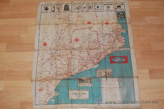 Mapas contempor&acirc;neos: Antiguo Mapa de les Carreteras de Catalu&ntilde;a - Gu&iacute;a del Automovilista - A&ntilde;o 1928. Con publicidad