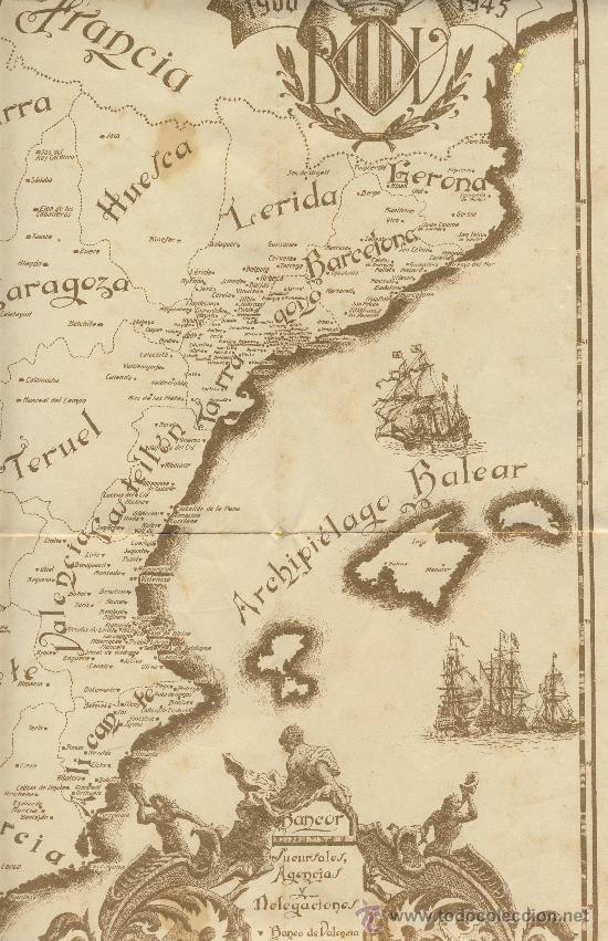 Mapas contempor&acirc;neos: oficinas bancor 1945 banco de valencia-central-zaragozano-hispano colonial-