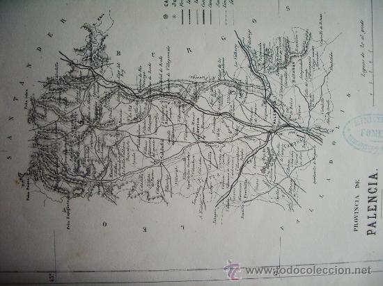 Mapas contempor&aacute;neos: 1868-MAPA DE PALENCIA. ATLAS GEOGR&Aacute;FICO DE ESPA&Ntilde;A.RUBIO, GRILO Y VITTURI.ORIGINAL