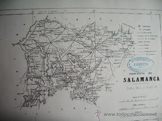 Mapas contempor&aacute;neos: 1868-MAPA DE SALAMANCA. ATLAS GEOGR&Aacute;FICO DE ESPA&Ntilde;A.RUBIO, GRILO Y VITTURI.ORIGINAL