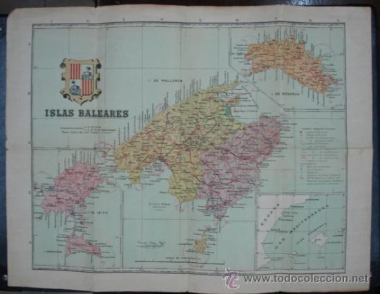 Mapas contempor&aacute;neos: MAPA DE LAS ISLAS BALEARES. 50 X 38 CM. - Foto 1
