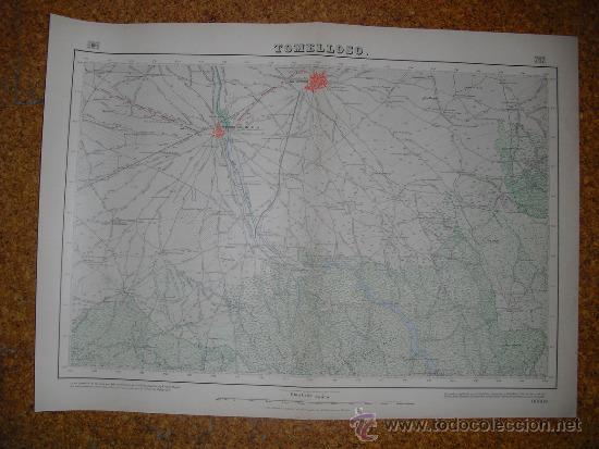 Zeitgen&ouml;ssische Karten: 1887 CROMOLITOGRAFIA DEL MAPA TOPOGRAFICO NACIONAL PRIMERA EDICION ( TOMELLOSO)