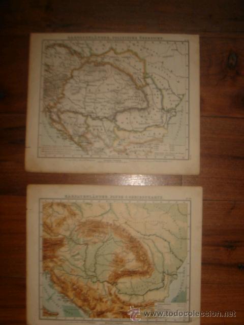 Mapas contempor&aacute;neos: 2 MAPAS DE LOS C&Aacute;RPATOS, F&Iacute;SICO Y POLITICO, ORIGINAL,DEBES&acute;1888,.EL MUNDO EN1888