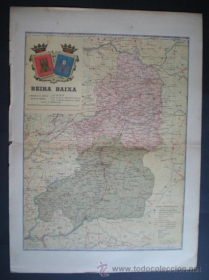 Mapas contempor&aacute;neos: 10- Antiguo mapa de BEIRA BAIXA (Portugal) de Benito Chias Lit. Mart&iacute; Campa&ntilde;&aacute; 38 X 53 cm.