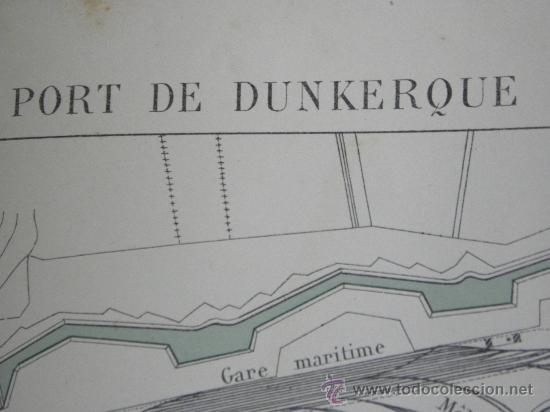 Zeitgen&ouml;ssische Karten: Mapa plano puerto Dunkerque /Francia .,Beranger. M.Rochemont.Monrosq Q.Desprez  1914