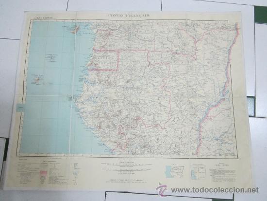 Mapas contempor&aacute;neos: Mapa entelado - Congo Francais - Institut Gegraphique National 1943