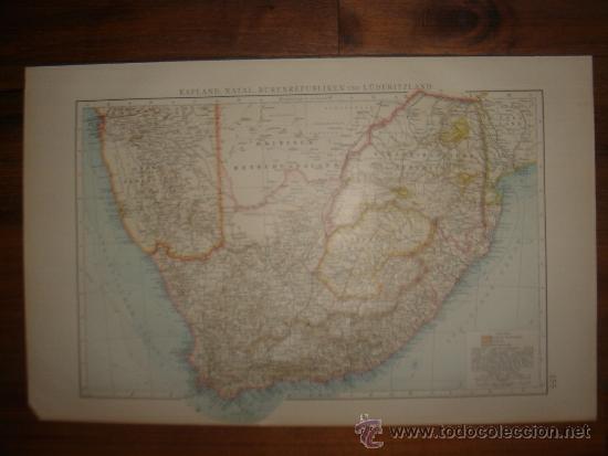 Mapas contempor&aacute;neos: MAPA COLONIAL DEL SUR DE &Aacute;FRICA COLONIAL, ANDRESS , 1899. PERFECTO ESTADO Y COLOREADO