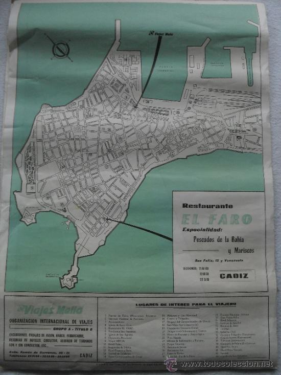 Mapas contempor&aacute;neos: MAPA PLANO DE DE LA CIUDAD y  PUERTO DE CADIZ - - Foto 1