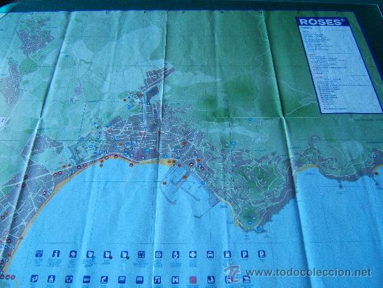 Zeitgen&ouml;ssische Karten: ROSES - PLANOL DE LA CIUTAT 47 X 67 CM. - COSTA BRAVA - GIRONA - 2000 ? - EDICIO EN CATALA