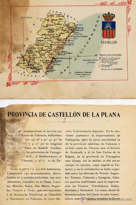 Contemporary maps: CASTELLON 1910 ESCUDO - MAPA E HISTORIA