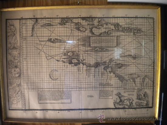 Mapas contempor&acirc;neos: MAPA REPRODUCION, ENMARCADA 66X47, LA ESPA&Ntilde;OLA, TIERRA DE CANIBALES, DE PARIAS ETC.