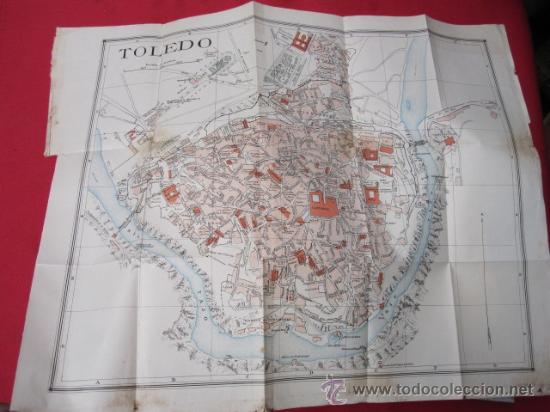 Mapas contempor&acirc;neos: TOLEDO CIUDAD- MAPA CALLEJERO DESPLEGABLE APROX 1920/30 (sin datos o imprenta) - 46x38cm