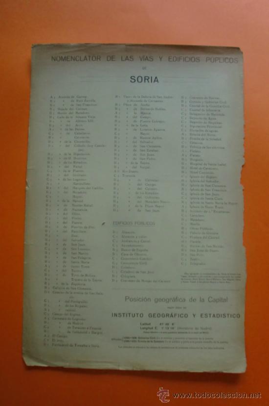 Mapas contempor&aacute;neos: MAPA Y NOMENCLATOR DE LAS VIAS Y EDIFICIOS PUBLICOS DE SORIA - A. MARTIN EDITOR 1920 - Foto 1