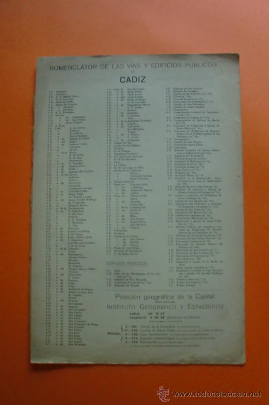 Mapas contempor&aacute;neos: MAPA Y NOMENCLATOR DE LAS VIAS Y EDIFICIOS PUBLICOS DE CADIZ - A. MARTIN EDITOR 1920 - Foto 2