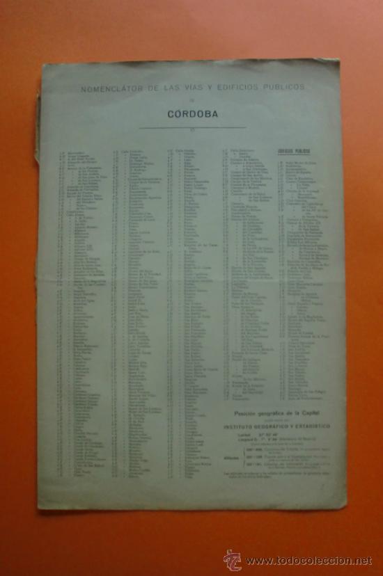 Mapas contempor&aacute;neos: MAPA Y NOMENCLATOR DE LAS VIAS Y EDIFICIOS PUBLICOS DE CORDOBA - A. MARTIN EDITOR 1920 - Foto 2