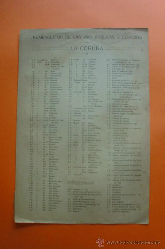 Mapas contempor&aacute;neos: MAPA Y NOMENCLATOR DE LAS VIAS Y EDIFICIOS PUBLICOS DE LA CORU&Ntilde;A -  A. MARTIN EDITOR 1920 - Foto 2