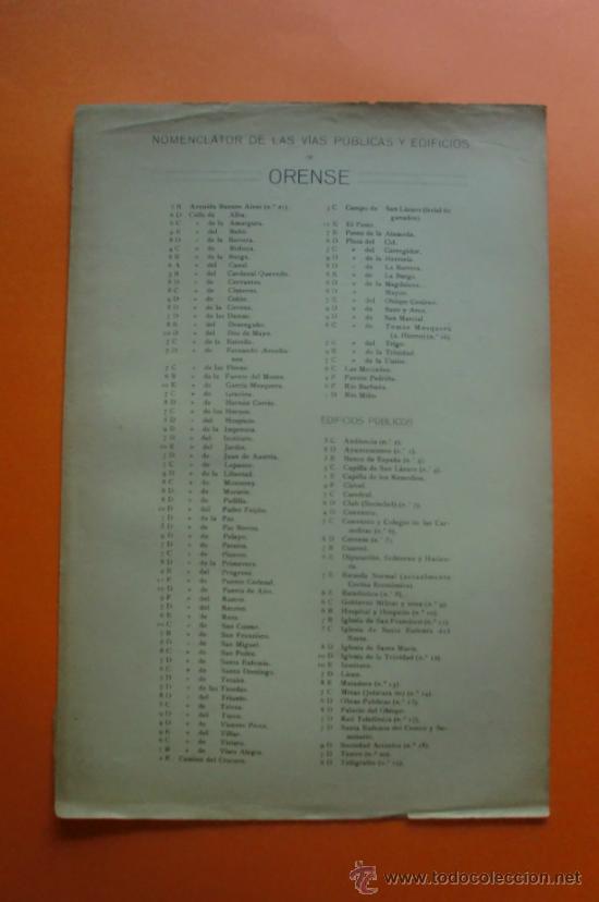 Mapas contempor&aacute;neos: MAPA Y NOMENCLATOR DE LAS VIAS Y EDIFICIOS PUBLICOS DE ORENSE -  A. MARTIN EDITOR 1920 - Foto 2