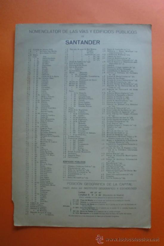 Mapas contempor&aacute;neos: MAPA Y NOMENCLATOR DE LAS VIAS Y EDIFICIOS PUBLICOS DE SANTANDER - A. MARTIN EDITOR 1920 - Foto 2