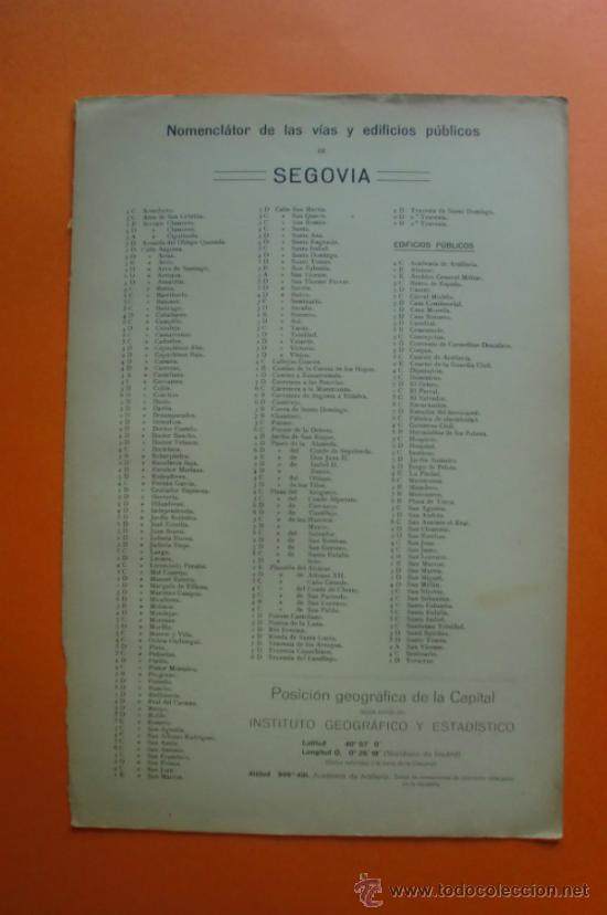 Mapas contempor&aacute;neos: MAPA Y NOMENCLATOR DE LAS VIAS Y EDIFICIOS PUBLICOS DE SEGOVIA - A. MARTIN EDITOR 1920 - Foto 2