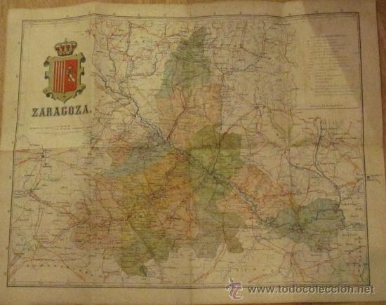 Mapas contempor&acirc;neos: MAPA ZARAGOZA INSTITUTO GEOGR&Aacute;FICO Y ESTAD&Iacute;STICO A&Ntilde;OS 60 EN TELA
