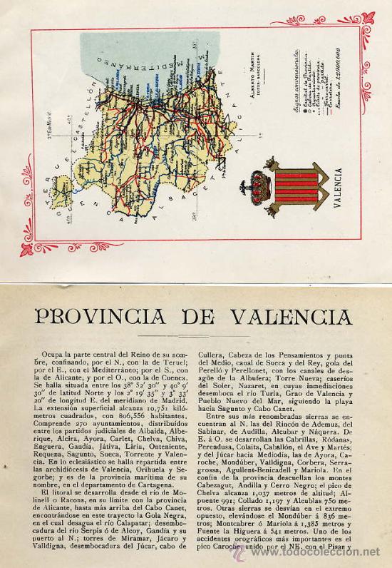 Mapas contempor&acirc;neos: VALENCIA 1920  MAPA Y DESCRIPCIONES  5 HOJAS LIBRITO