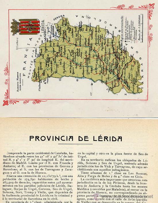 Mapas contempor&acirc;neos: LERIDA  1920 MAPA Y DESCRIPCIONES TAMA&Ntilde;O IMAGEN 9 X 14 cm. HOJA LIBRITO