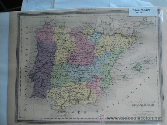 Mapas contempor&aacute;neos: Mapa de 1877 de Espa&ntilde;a. - Foto 1