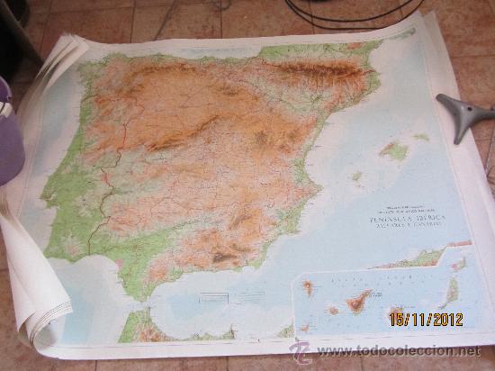 Mapas contempor&aacute;neos: mapa espa&ntilde;a, reverso castilla y leon, 138x104 cms - Foto 1