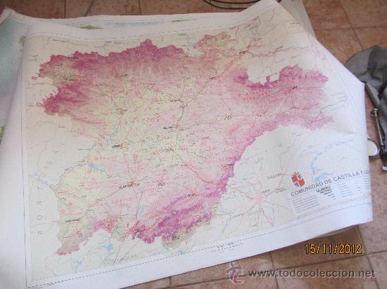 Mapas contempor&aacute;neos: mapa espa&ntilde;a, reverso castilla y leon, 138x104 cms - Foto 3