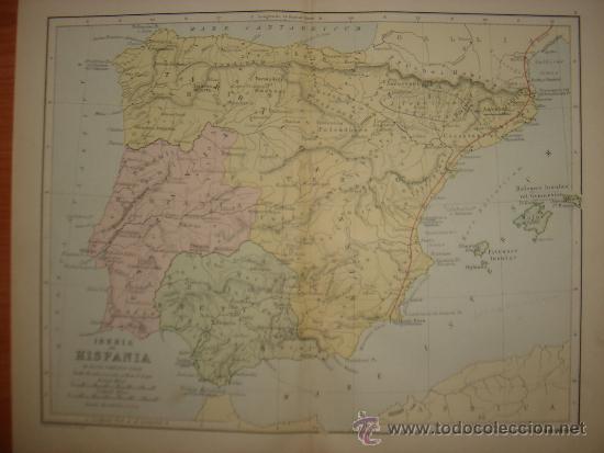 Mapas contempor&acirc;neos: MAPA DE ESPA&Ntilde;A ANTIGUA, UNA MARAVILLA, BOSTON, 1886,ORIGINAL