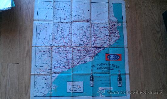 Mapas contempor&aacute;neos: 1927 CARRETERAS CATALU&Ntilde;A AUTOMOVILISMO GUIA AUTOMOVILISTA CAVA CODORNIU PUBLICIDAD EN TELA