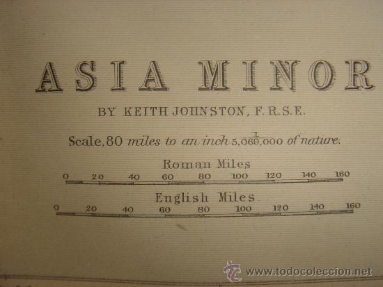 Mapas contempor&acirc;neos: MAPA DE ASIA MENOR,  BOSTON, 1886,ORIGINAL, ESPL&Eacute;NDIDO