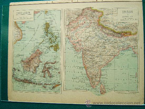 Mapas contempor&aacute;neos: INSULINDIA-INDIA O INDOSTAN-MAPA-SALVADOR SALINAS BELLVER-34x26 CM-A&Ntilde;O 1947-N&ordm; 37.