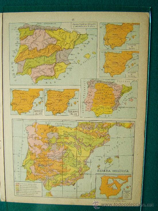Contemporary maps: ESPA&Ntilde;A GEOLOGICA-ISOBARAS-ISOTERMAS-MAPA-SALVADOR SALINAS BELLVER-34X26 CM-1947-N&ordm; 45.